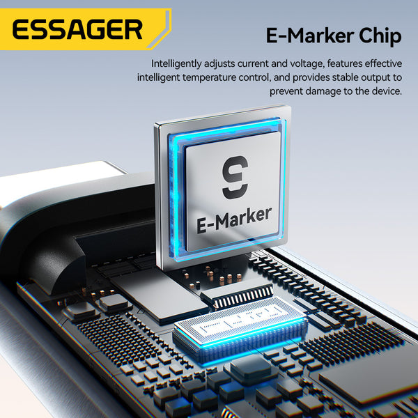 ESSAGER Usb C to C PD 100W 5A LED Digital Display Phone Laptop Fast Charging Data Cable