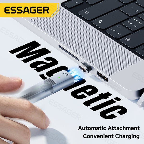 ESSAGER 240W Usb-C to Usb-C Magnetic Fast Charging Laptop Phone Cable