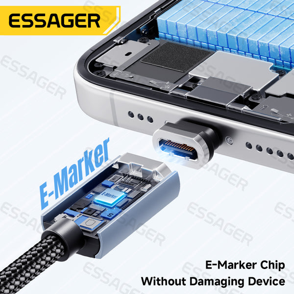 ESSAGER 240W Usb-C to Usb-C Magnetic Fast Charging Laptop Phone Cable
