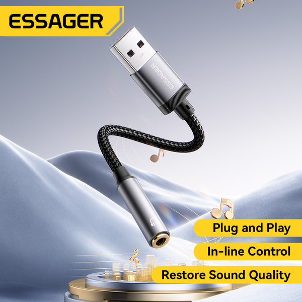 ESSAGER USB to 3.5mm Jack AUX Audio Adapter