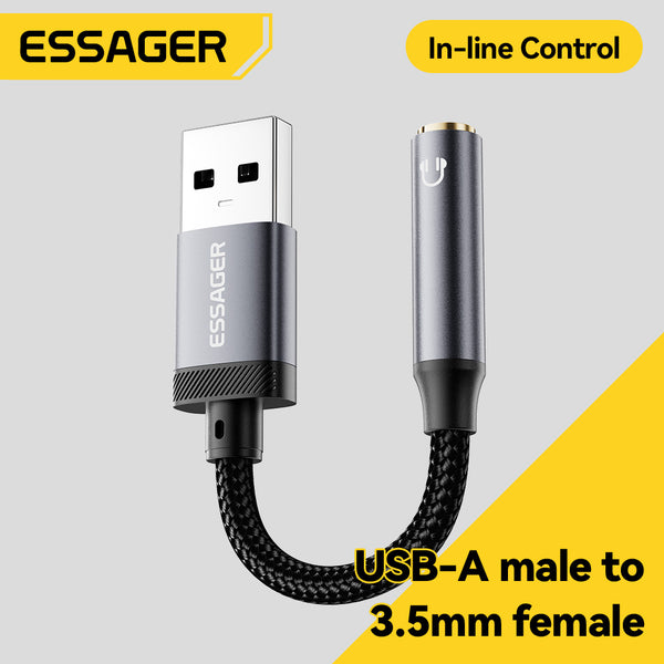 ESSAGER USB to 3.5mm Jack AUX Audio Adapter