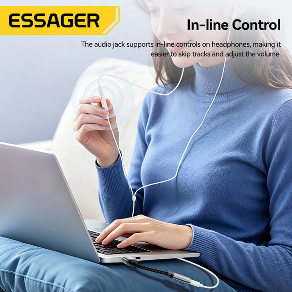 ESSAGER USB to 3.5mm Jack AUX Audio Adapter