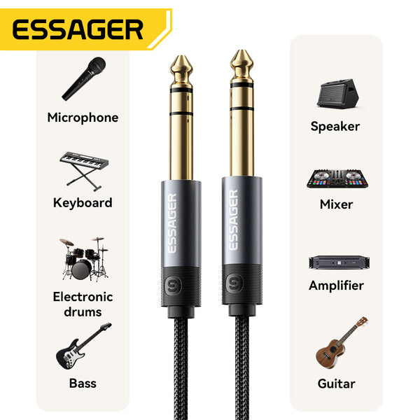 ESSAGER 6.5mm Male to 6.5mm Male Aux Jack Audio Cable