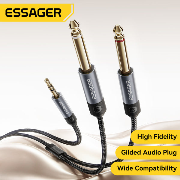 ESSAGER 3.5mm to Dual 6.5mm Aux Jack Audio Cable - Male to Dual Male