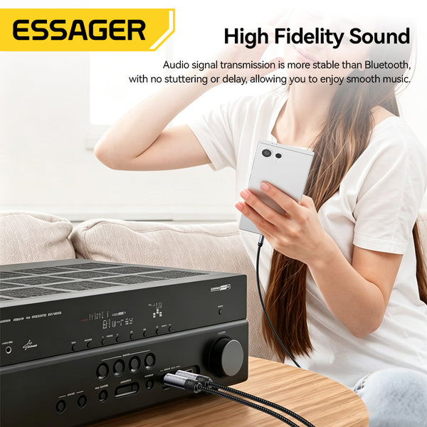 ESSAGER 3.5mm to Dual 6.5mm Aux Jack Audio Cable - Male to Dual Male