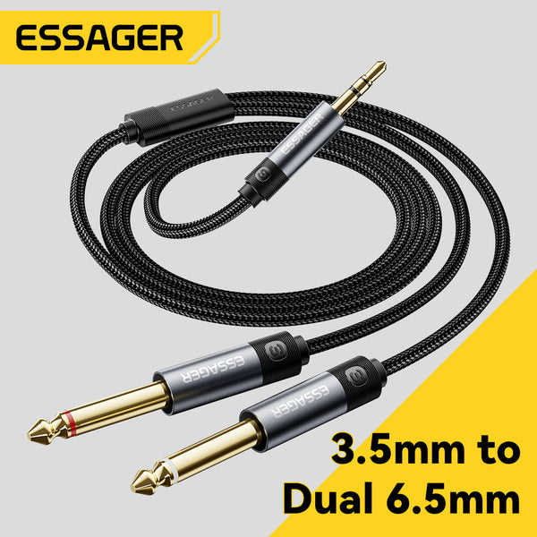 ESSAGER 3.5mm to Dual 6.5mm Aux Jack Audio Cable - Male to Dual Male