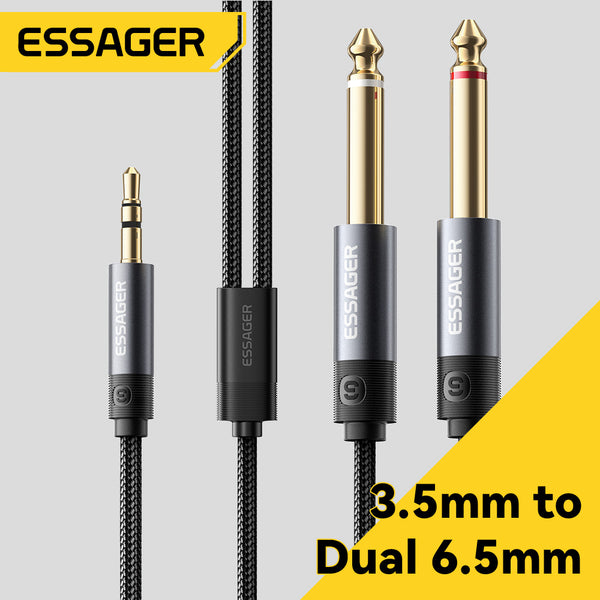 ESSAGER 3.5mm to Dual 6.5mm Aux Jack Audio Cable - Male to Dual Male