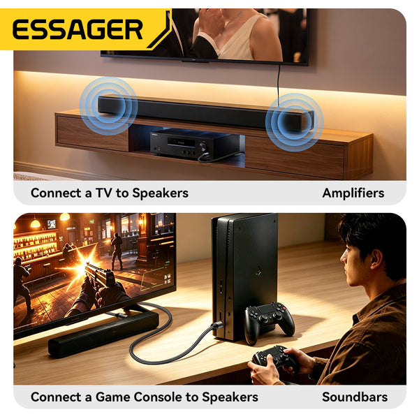 ESSAGER Fiber Optical Audio Cable - SPDIF Toslink to Toslink Connector
