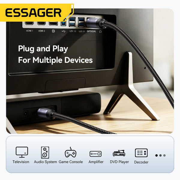 ESSAGER Fiber Optical Audio Cable - SPDIF Toslink to Toslink Connector
