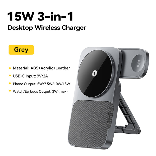 ESSAGER 3-in-1 15W Wireless Charging Station