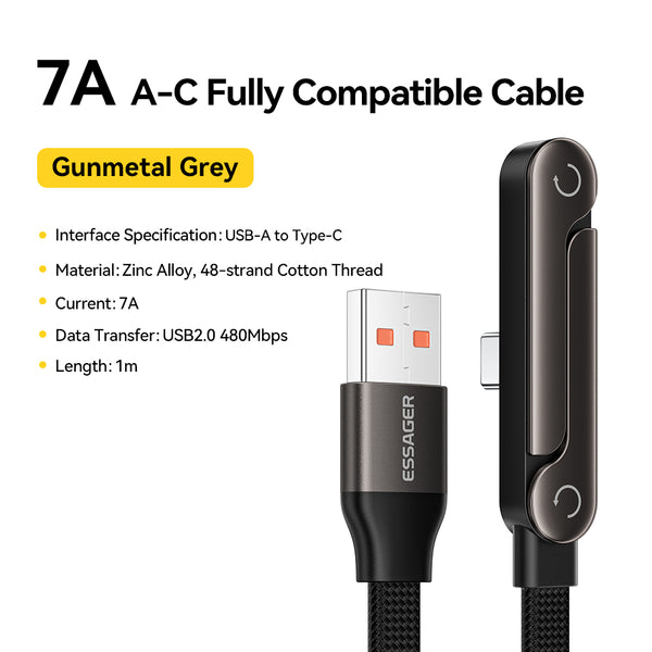 ESSAGER USB-C to USB-C 100W Charging Cable with Built-in Phone Stand