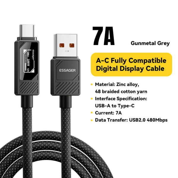 ESSAGER 100W USB-C Charging Cable – With LED Power Display