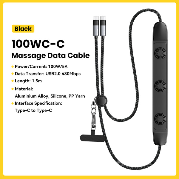 ESSAGER USB-C to USB-C 100W Fast Charging Cable with Massage Grip Design