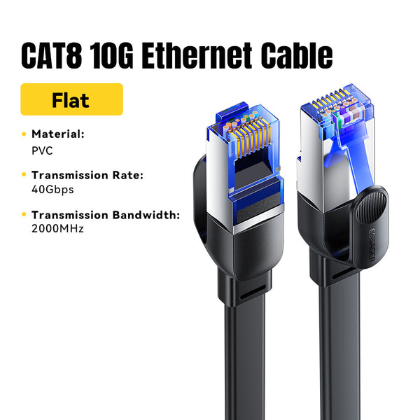 ESSAGER CAT8 Ethernet Cable – 40Gbps High-Speed LAN