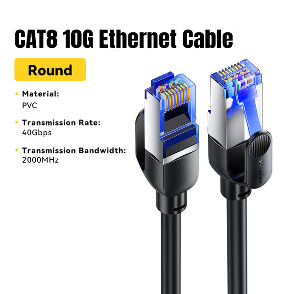 ESSAGER CAT8 Ethernet Cable – 40Gbps High-Speed LAN