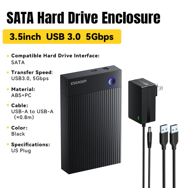 ESSAGER 3.5" SATA 3.0 External Hard Drive Enclosure