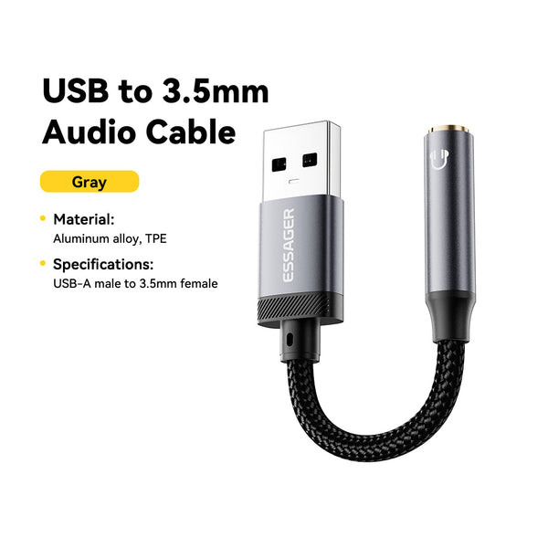 ESSAGER USB to 3.5mm Jack AUX Audio Adapter