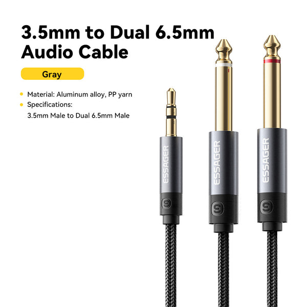 ESSAGER 3.5mm to Dual 6.5mm Aux Jack Audio Cable - Male to Dual Male
