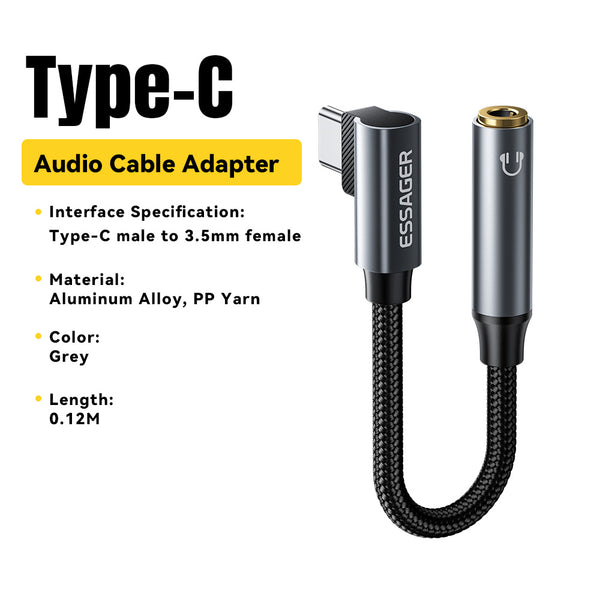 ESSAGER Zheyin Right-Angle Audio Adapter Cable