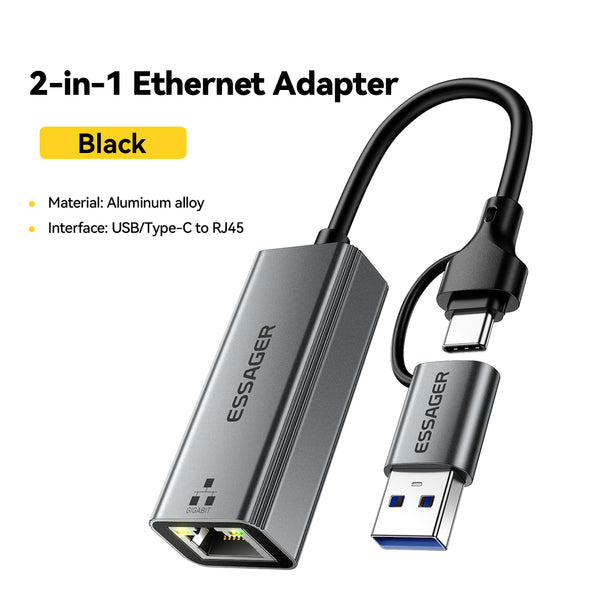 ESSAGER 2-in-1 Gigabit Ethernet Adapter