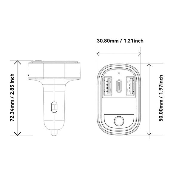 ESSAGER 35W FM Bluetooth Car Charger – MP3, Display, USB-C + A