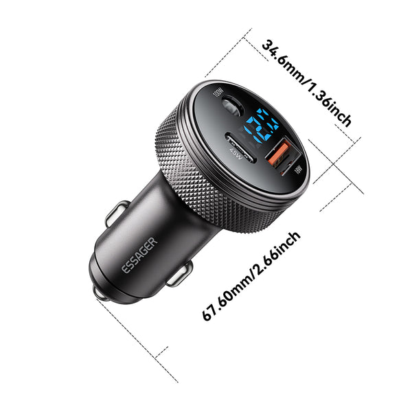 ESSAGER 150W Car Charger – DC + A + C with LED Display