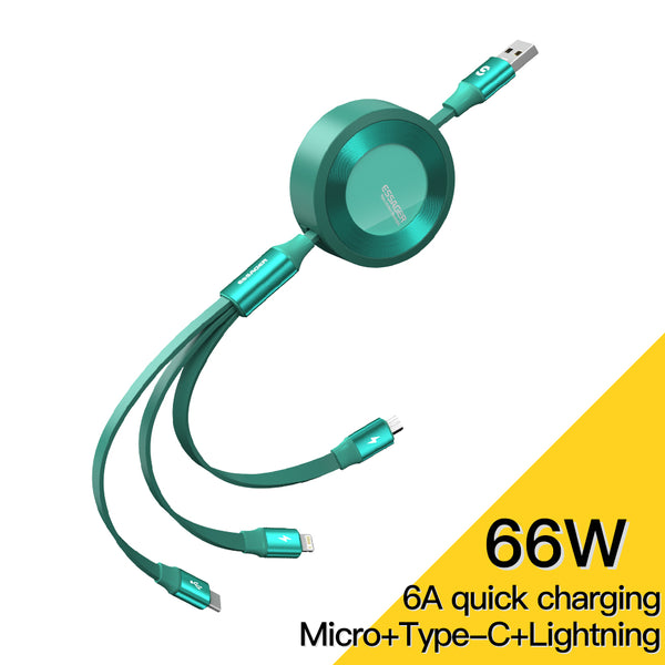 Essager CD pattern 3 in 1 Retracable 66W fast charging cable